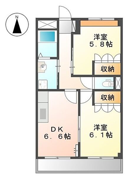 ガーデンビレッジ　ｐａｒｔII ｜和歌山県和歌山市有家(賃貸アパート2DK・2階・45.63㎡)の写真 その2