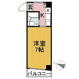 櫛田ビル ワンルームの間取図画像