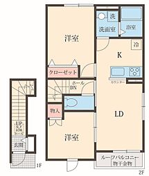 プール・トゥジュールII1 2LDKの間取図画像