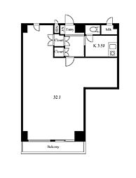 バロール代々木 8階1Kの間取り