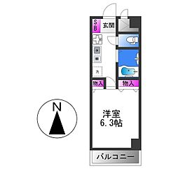 オークハイツ 1Kの間取図画像
