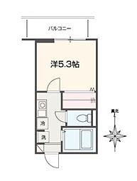 MELLAS北赤羽 1Kの間取図画像