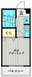 フレンズマンション 1Kの間取図画像