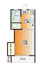 コーポ聖 1Kの間取図画像