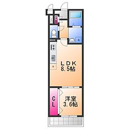 アリビオ泉佐野 1LDKの間取図画像