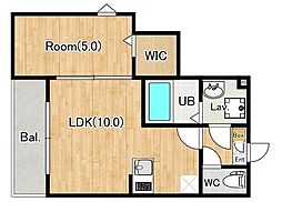 ジーメゾン福生熊川 1LDKの間取図画像