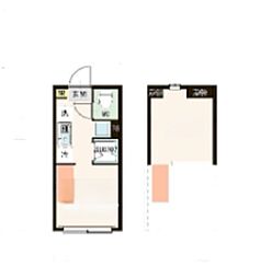 ハーモニーテラス桜川 2階ワンルームの間取り