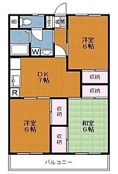 レジデンシア東村山 1階3DKの間取り