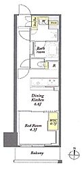 WORVE東京木場 1DKの間取図画像