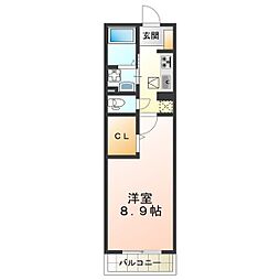 ベアレジデンス 1Kの間取図画像