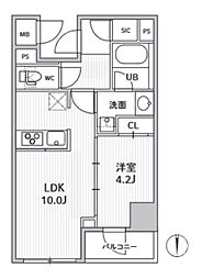 S-RESIDENCE住吉aquacht 1LDKの間取図画像
