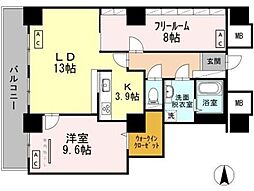 品川シーサイドビュータワー1 1LDKの間取図画像