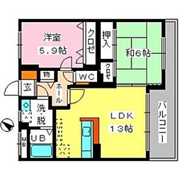ベルデュール博多南 2LDKの間取図画像