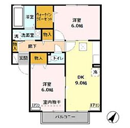 童夢 2DKの間取図画像