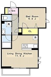 ファースト長後 1LDKの間取図画像