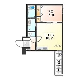 フジパレスJR長瀬 1LDKの間取図画像