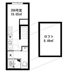 インベスト大井町21 ワンルームの間取図画像