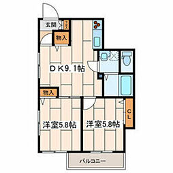 アローズ 2DKの間取図画像
