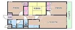 レスカーラ緑地公園 3LDKの間取図画像