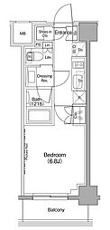 ザ・パークハビオ西大井 1Kの間取図画像