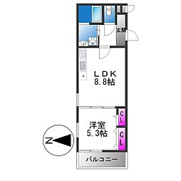 フジパレス今川II番館 1LDKの間取図画像