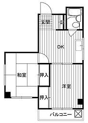 ジュネパレス新松戸第7 2DKの間取図画像
