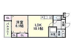 (仮称)フジパレス遠里小野二丁目II 1LDKの間取図画像