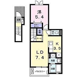プチフローラ北野田3 1LDKの間取図画像