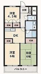 恩田コーポ2 3DKの間取図画像