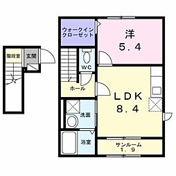 プラシード エイワン 1LDKの間取図画像