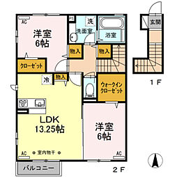 アーブルクロシェットC 2LDKの間取図画像