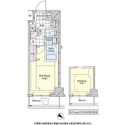 シェル品川戸越 1Kの間取図画像