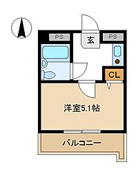 アソシエ横浜 1Kの間取図画像