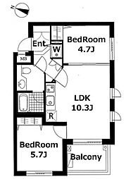 LANAI CLASSICO 2階2LDKの間取り