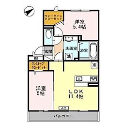 グランボン 2LDKの間取図画像