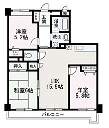 ハイブリッジ朝霞 3LDKの間取図画像