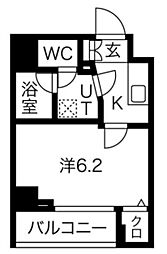 スカイコートプライム大井町 2階1Kの間取り