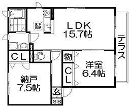 シャーメゾン明徳1番館 2LDKの間取図画像