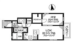 シェソワ経堂B 1LDKの間取図画像