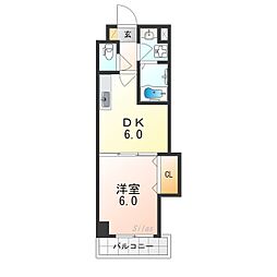 エクセルコート 1DKの間取図画像