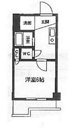 ホワイトマンション西新 1Kの間取図画像