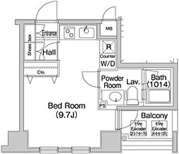 コンフォリア愛宕 5階ワンルームの間取り