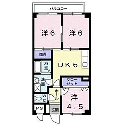 JR阪和線 和歌山駅 徒歩5分の賃貸マンション 3階3DKの間取り