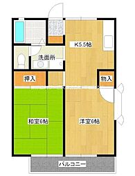 光が丘リリータウンA棟 2Kの間取図画像