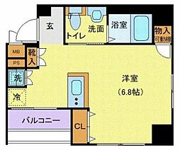 東京メトロ半蔵門線 水天宮前駅 徒歩3分の賃貸マンション 8階ワンルームの間取り