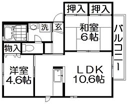 シャーメゾン茄子作2-B 2LDKの間取図画像