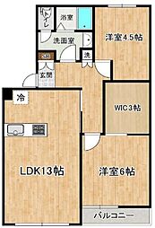 グロースボーネンB棟 2LDKの間取図画像
