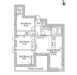 川崎市多摩区登戸マンション 3LDKの間取図画像