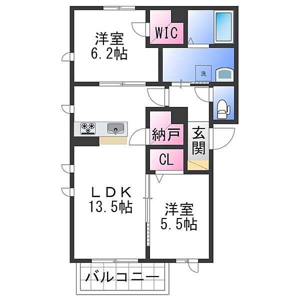 和歌山県海南市名高(賃貸マンション2LDK・2階・60.93㎡)の写真 その2