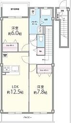 ペルル寺門 2LDKの間取図画像